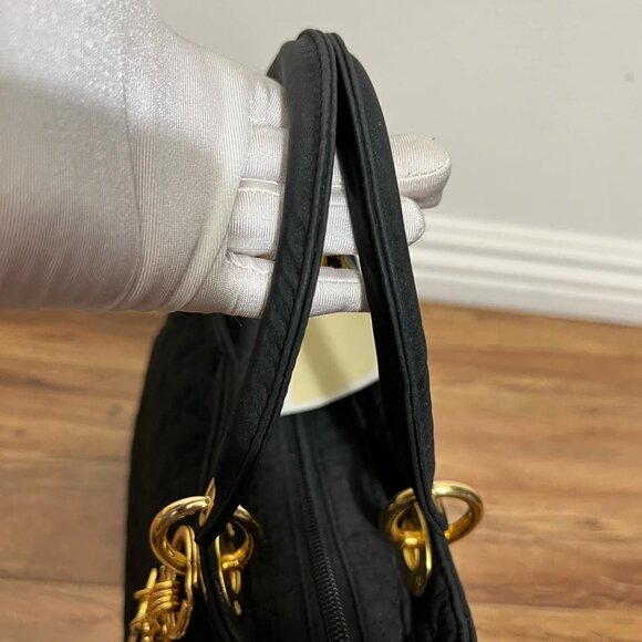 🖤Dior Lady Dior Handbag Cannage Quilted Nylon Black Satchel🖤 - Picture 7 of 17